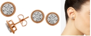 Macy's Diamond Rope-Framed Cluster Stud Earrings (1/2 ct. t.w.) in 14k Rose & White Gold